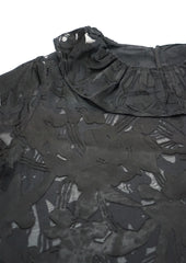 Chiffon floral patterned see-through blouse in black