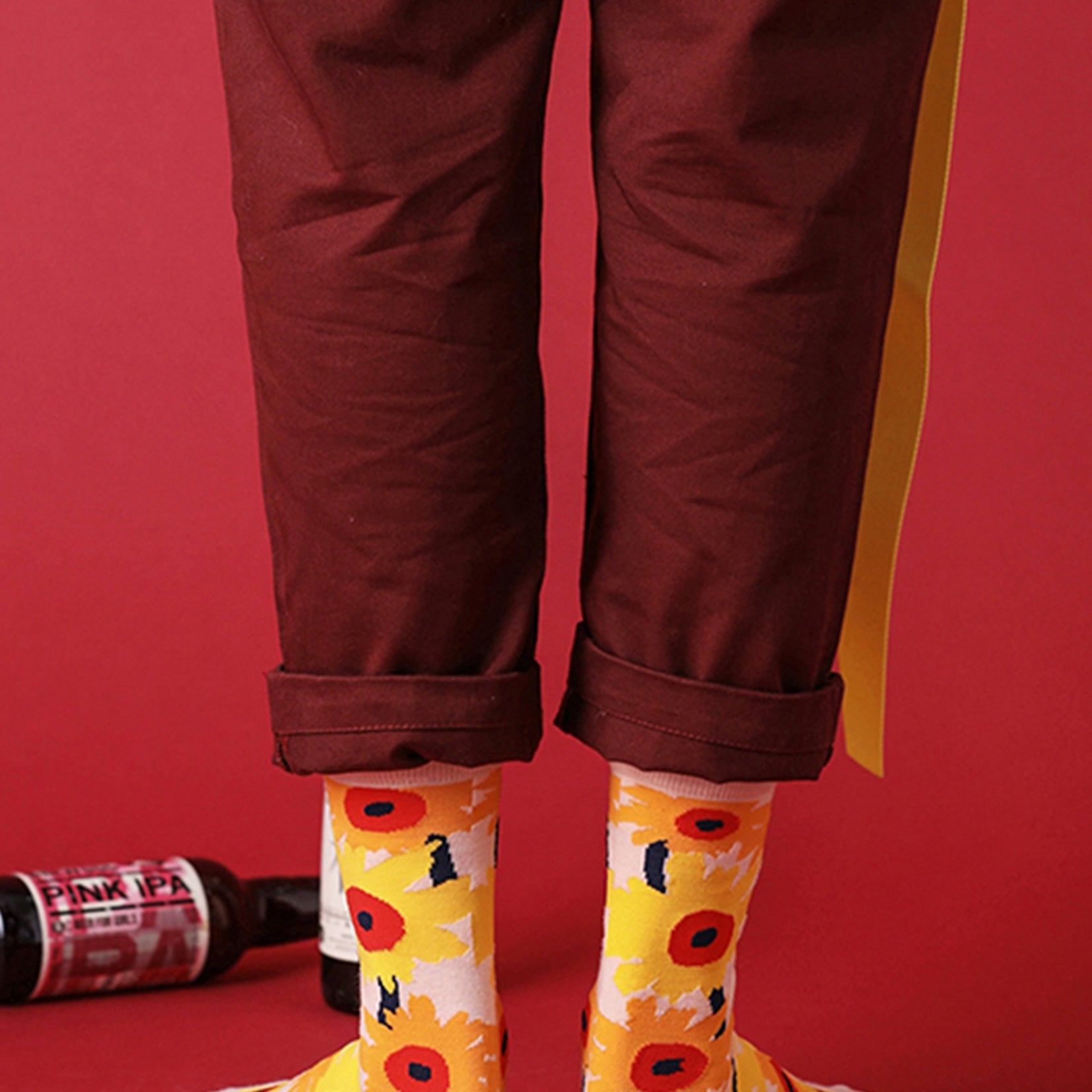Yellow daisy mid-calf socks