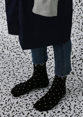 Tiny polka dot mid-calf socks - black
